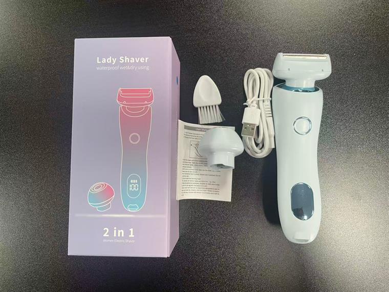 Lady shaver 2-in-1 with foil head and exfoliating head